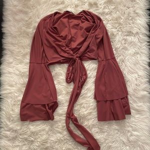 Mauve Suede Tie Crop Top